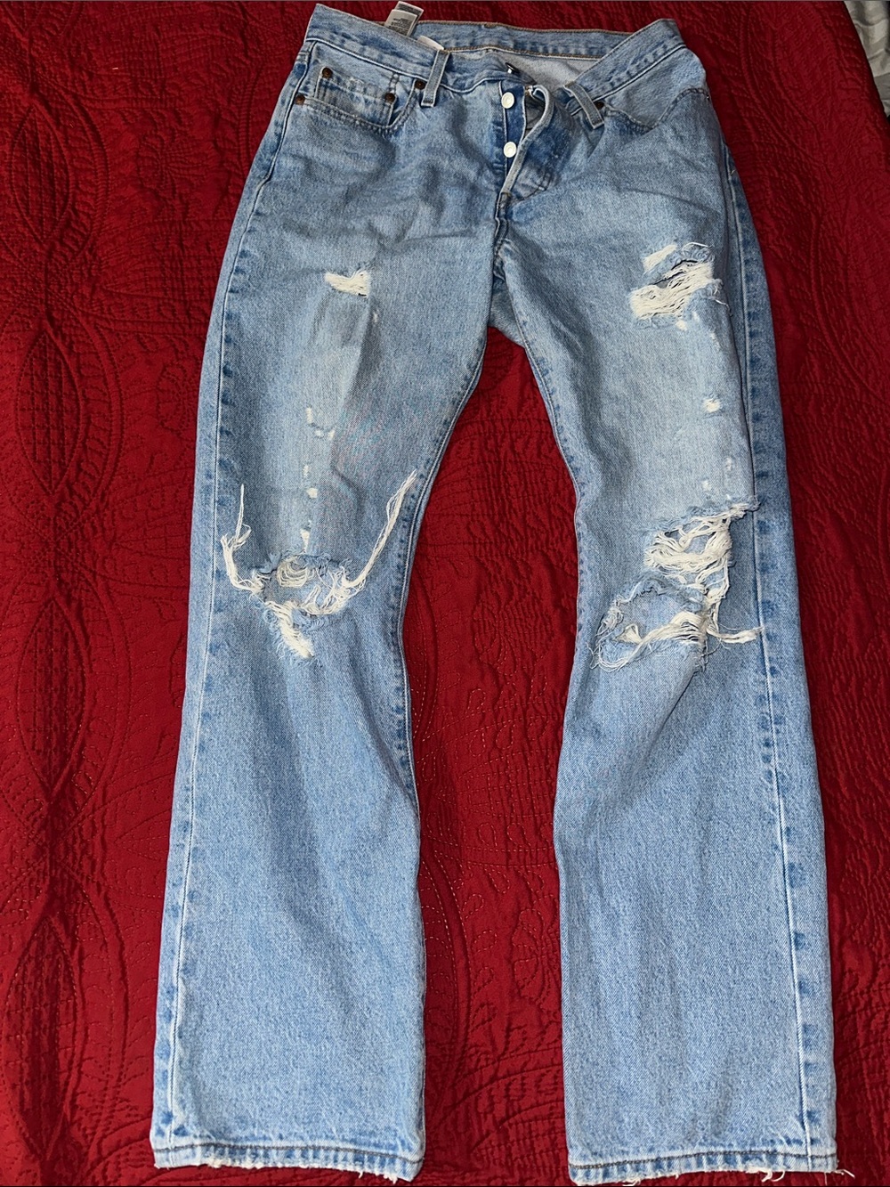 Levi's Light Blue 501 Denim Jeans with Leather Patch size 28
